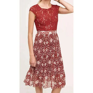 Tracy Reese PLENTY Arcadia red floral lace Dress Crimson Anthropologie